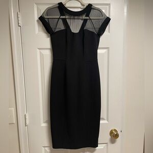 Maggie London Mesh Neckline Midi Dress